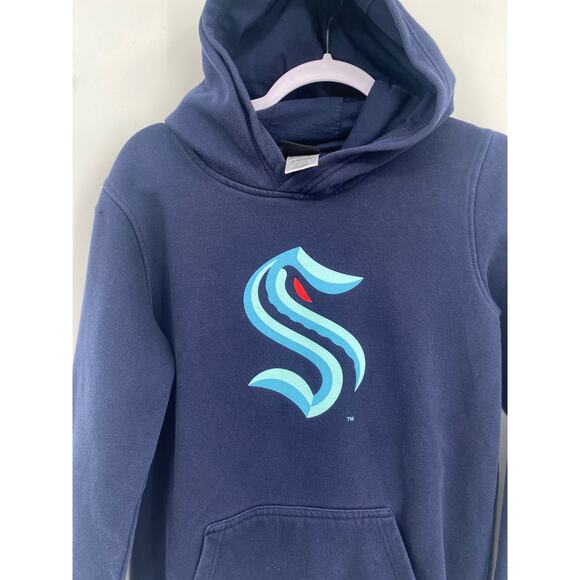 Outerstuff Seattle Kraken Navy Blue Kids Hoodie Sweatshirt Large 14-16 - Picture 4 of 7